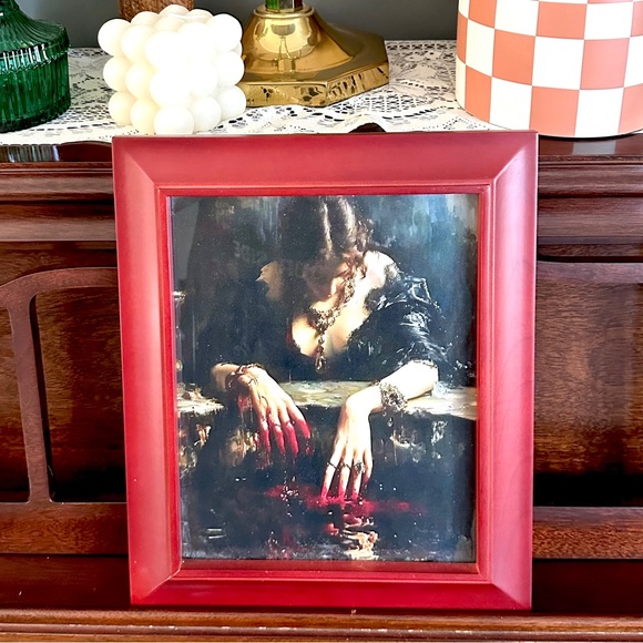 Maidens Hands Dipped in Blood Gothic Canvas Art Print Framed Wall Art Victorian - Picture 1 of 8